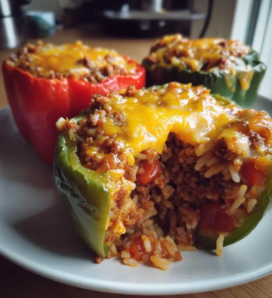 Fyllda paprikor med kryddig köttfärs och ris