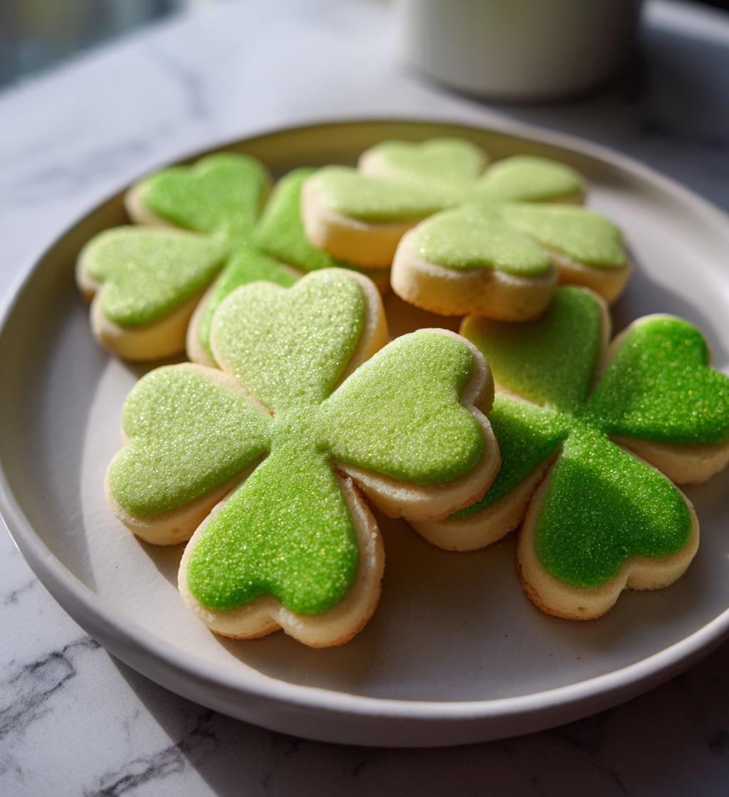 St Patrick’s Day Sugar Cookies with Clover Shapes