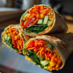 school lunch ideas for kids: delicious Rainbow Veggie Wraps with Hummus
