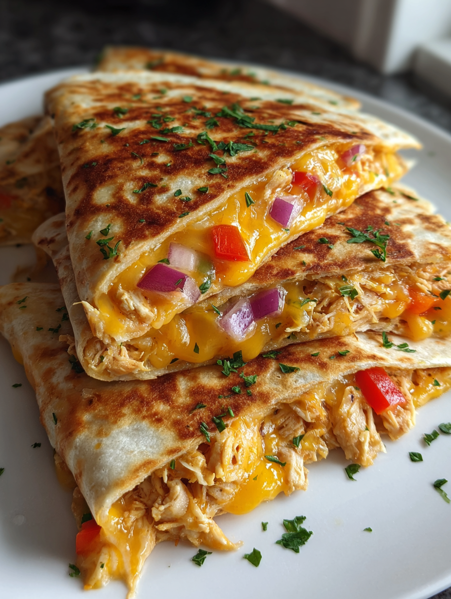 teen lunch ideas for school: delicious cheesy chicken quesadilla wraps