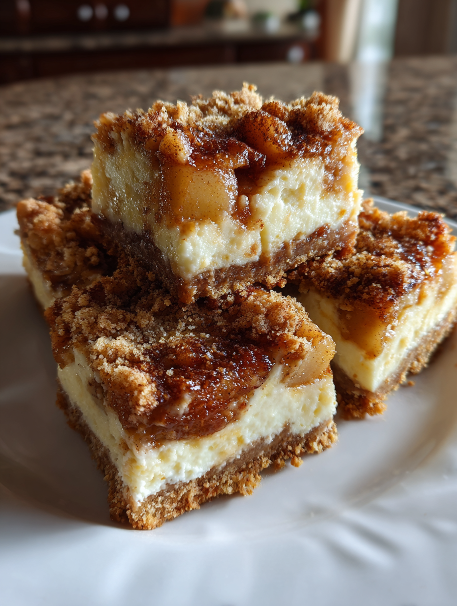 apple crisp cheesecake bars: the perfect dessert for fall gatherings