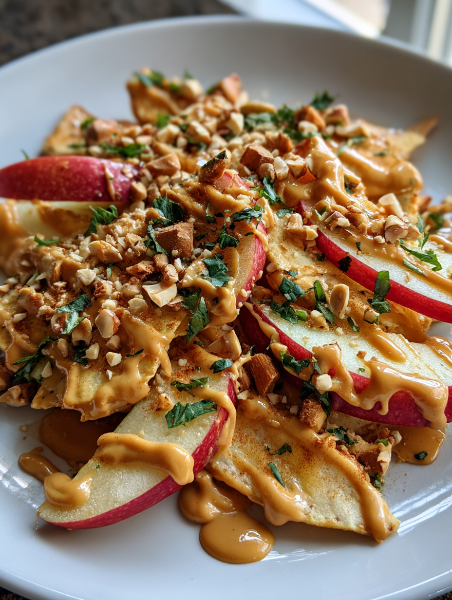 apple nachos with peanut butter drizzle: a delicious snack idea