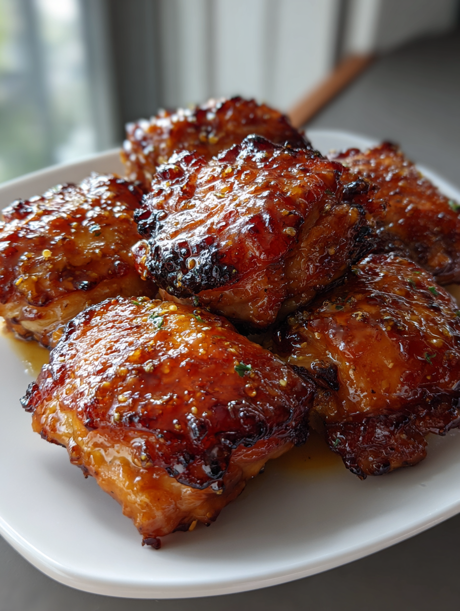 Baked Honey Mustard Chicken Thighs: Deliciously Sticky and Savory