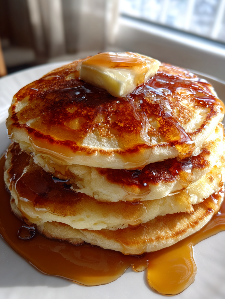 Classic Fluffy Pancakes with Maple Syrup: Deliciously Light and Easy