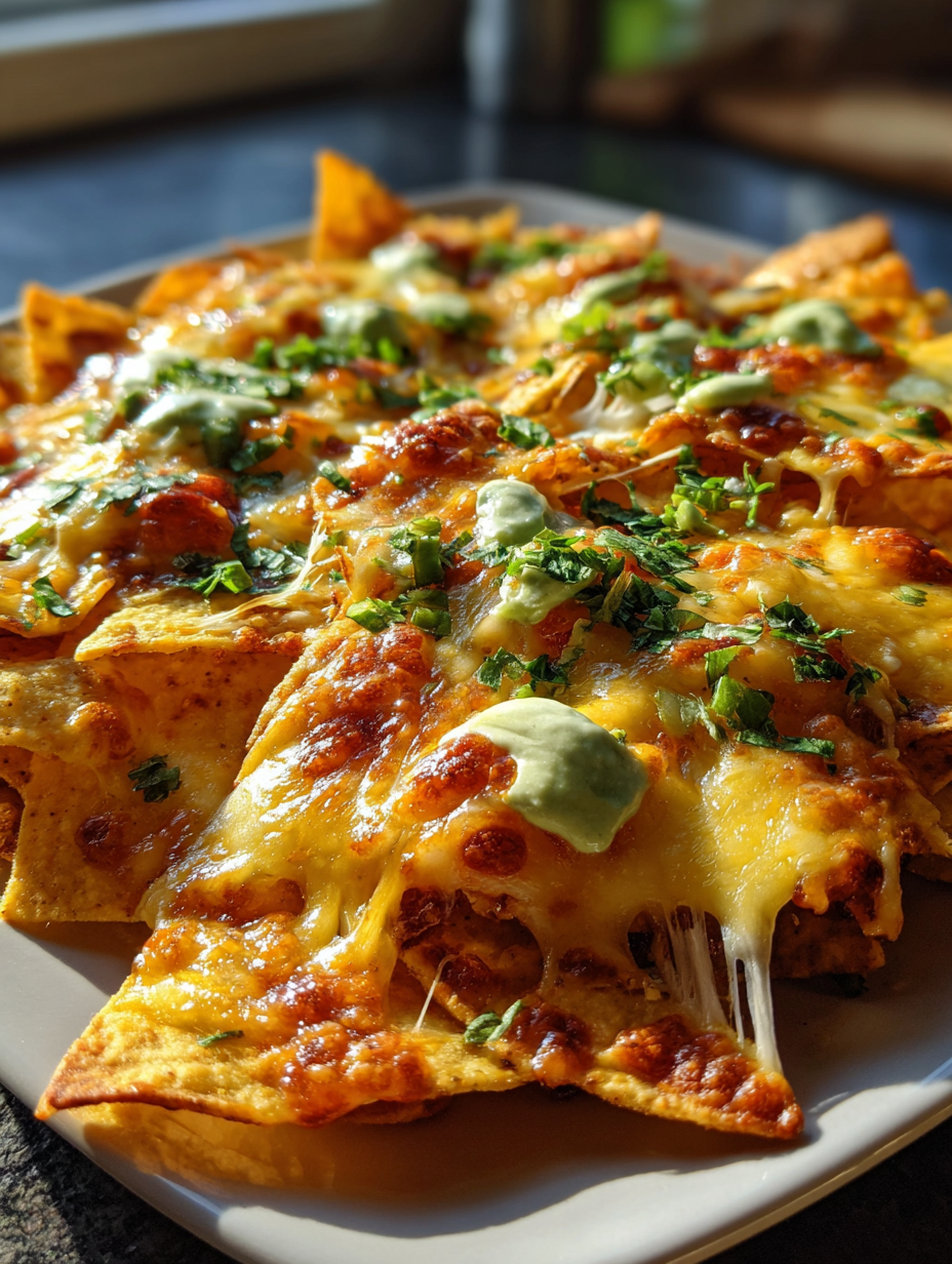 easy game day food: simple nachos with cheesy toppings