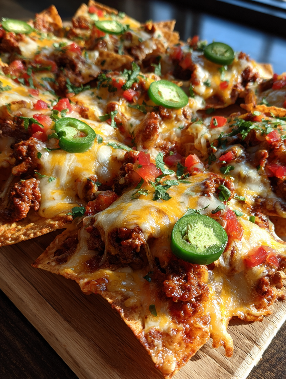 game day food: amazing nachos loaded with all the toppings