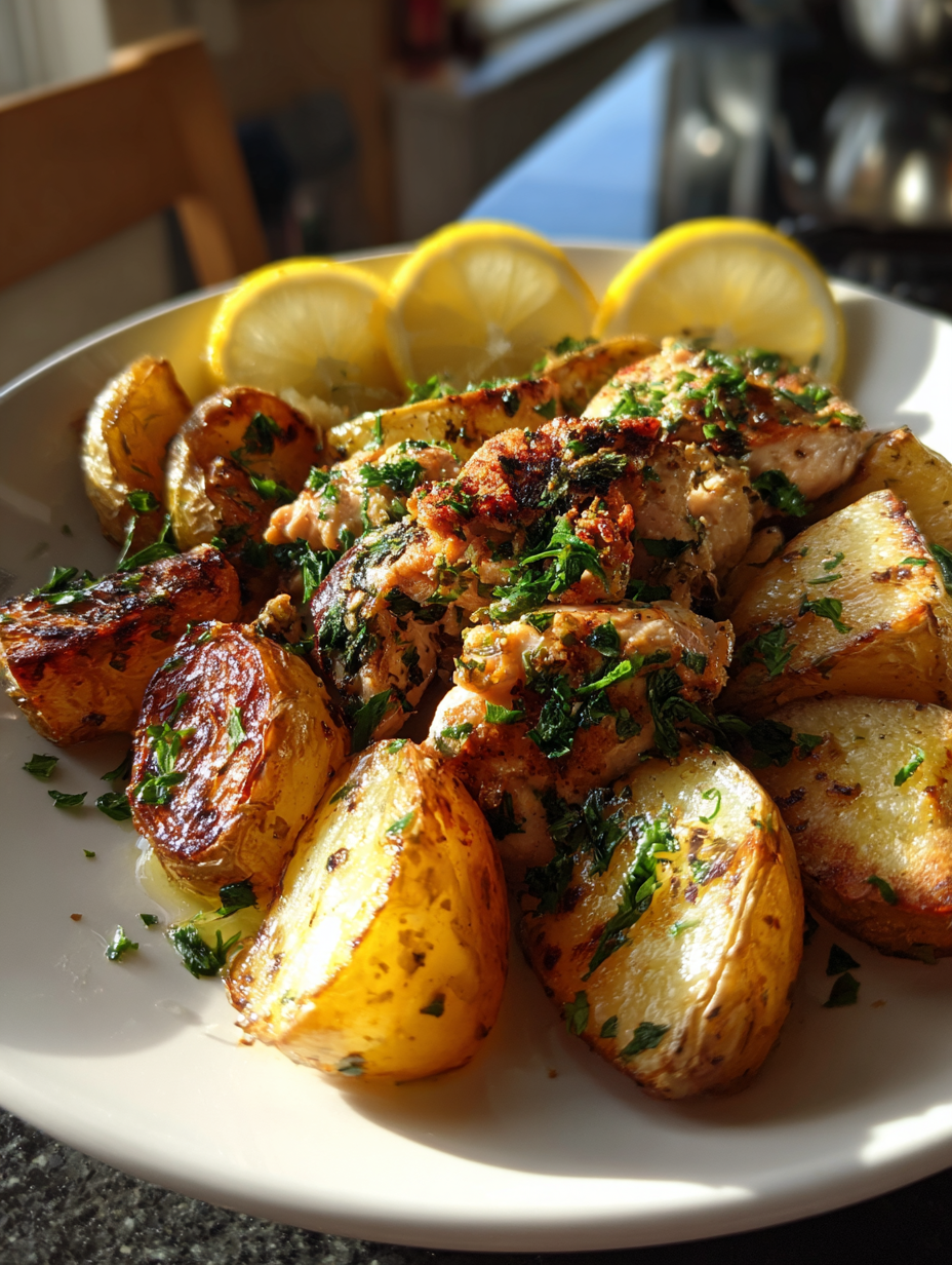 One Pan Lemon Herb Chicken and Potatoes: Delicious Garlic Roasted Goodness