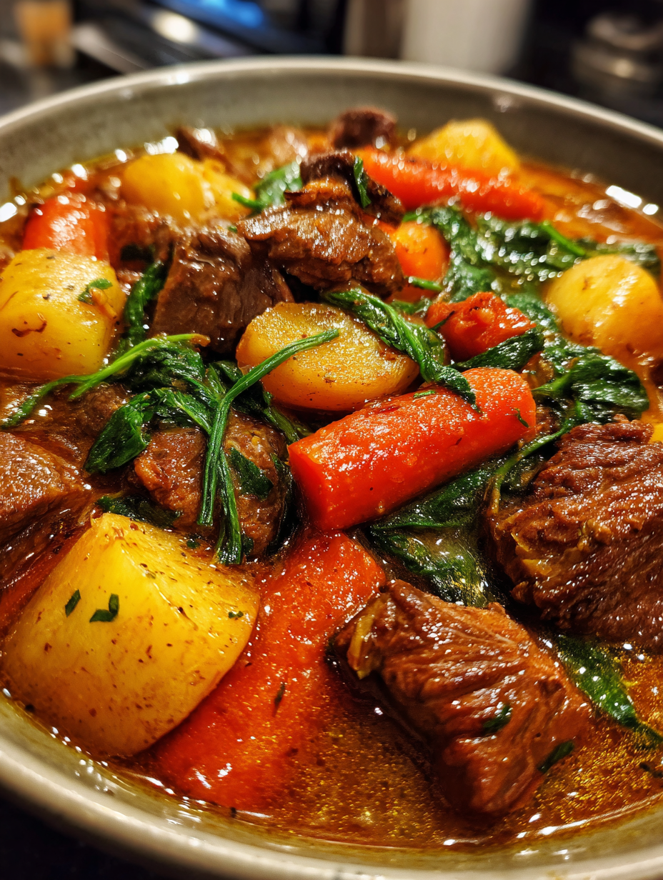 one pot beef stew with root vegetables: hearty and delicious comfort food