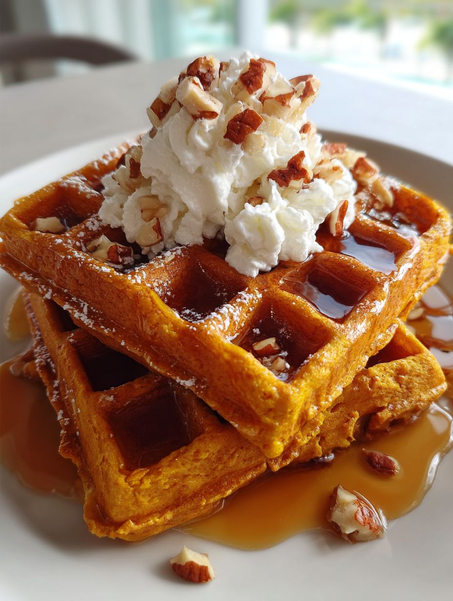 pumpkin waffles with maple syrup: deliciously fluffy and spiced