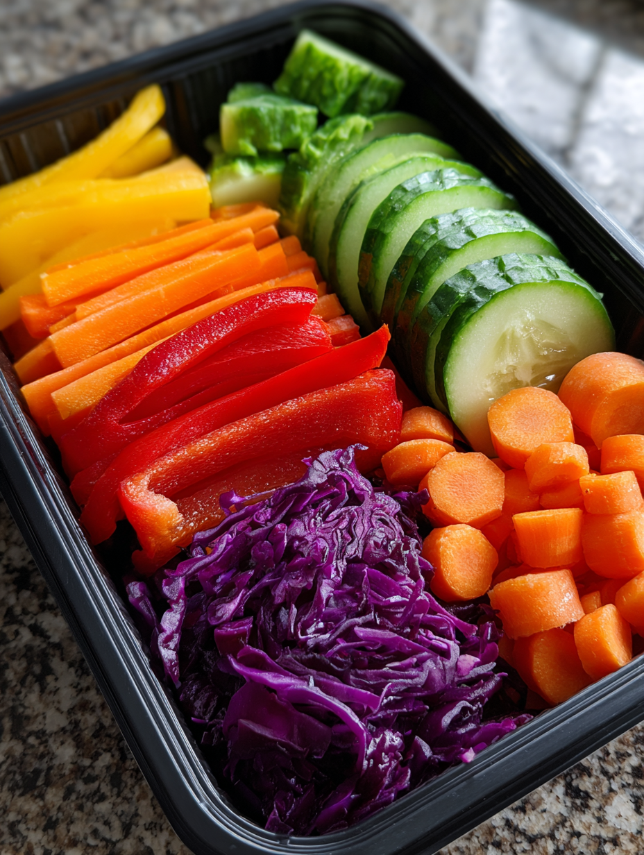 rainbow veggie lunch box: a simple and colorful meal idea