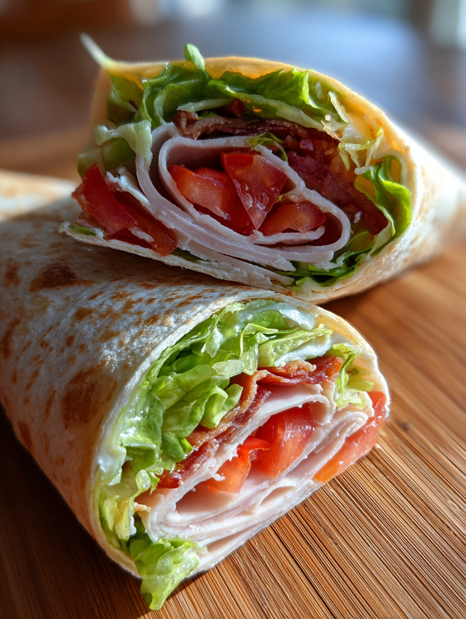 school lunch idea: delicious wrap with fresh veggies and turkey