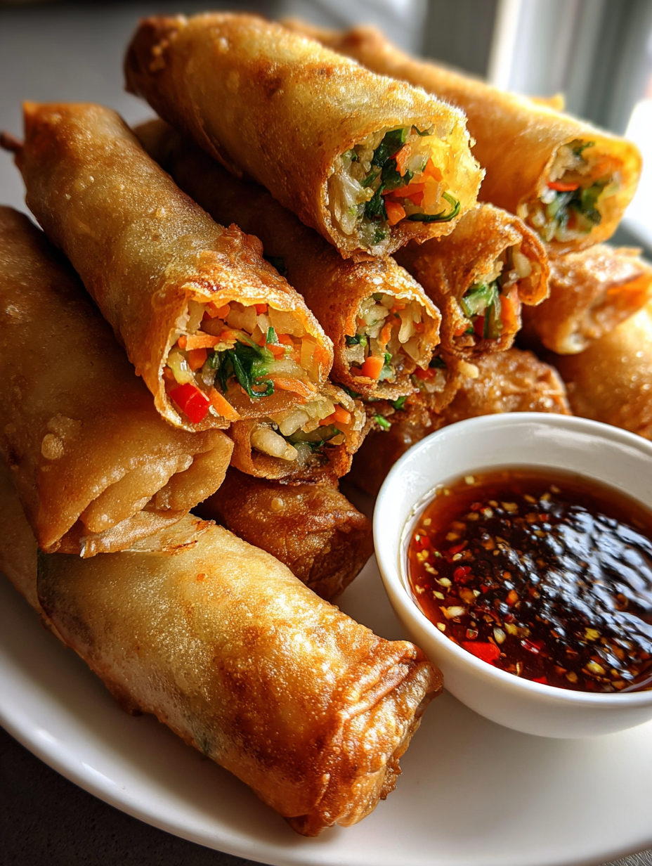 Vegetable Spring Rolls with Sweet Chili Sauce: Crispy and Delicious