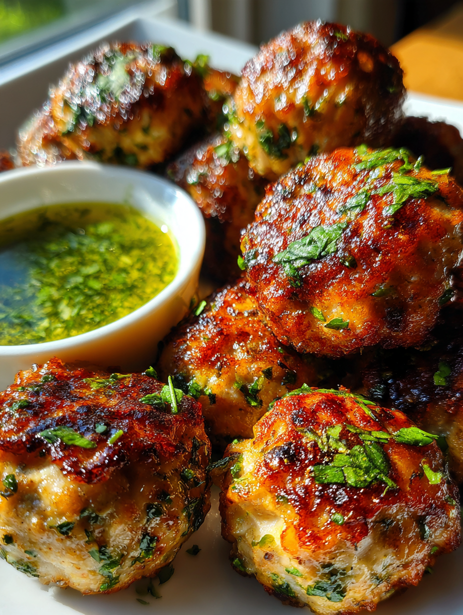 Air Fryer Turkey Meatballs – Easy Weeknight Dinner: Crispy and Delicious with Herb Dipping Sauce
