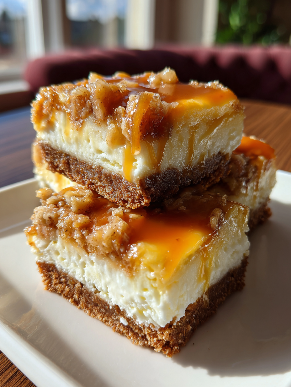 Caramel Apple Cheesecake Bars: Deliciously Creamy and Crunchy Delight